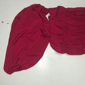 red off the shoulder Boohoo top